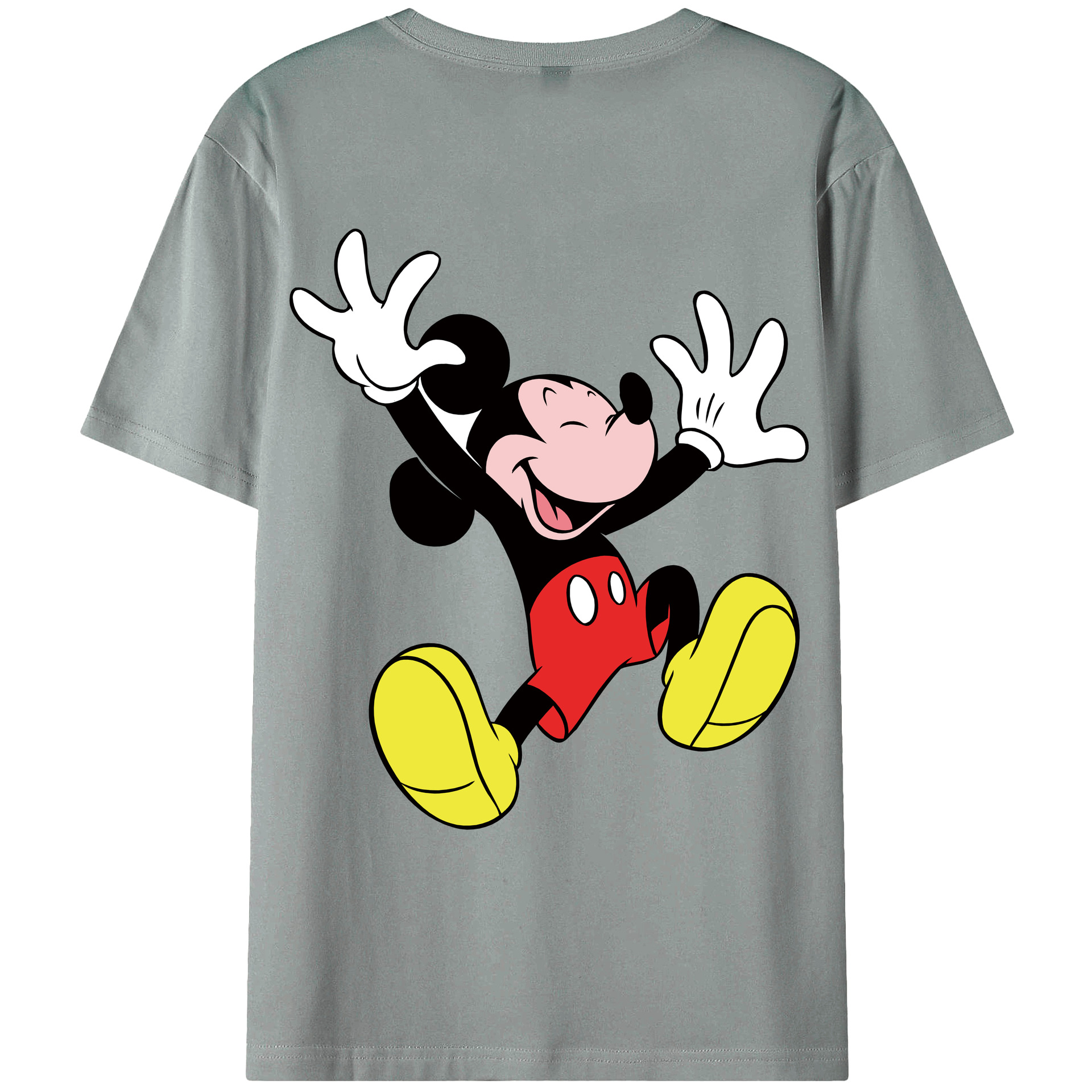 ミッキーマウス Mickey Mouse 綿100％ メンズ半袖Tシャツ（バックプリント） 通気性